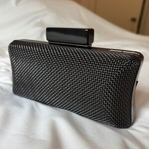 La Regale black and silver hardcase small clutch purse